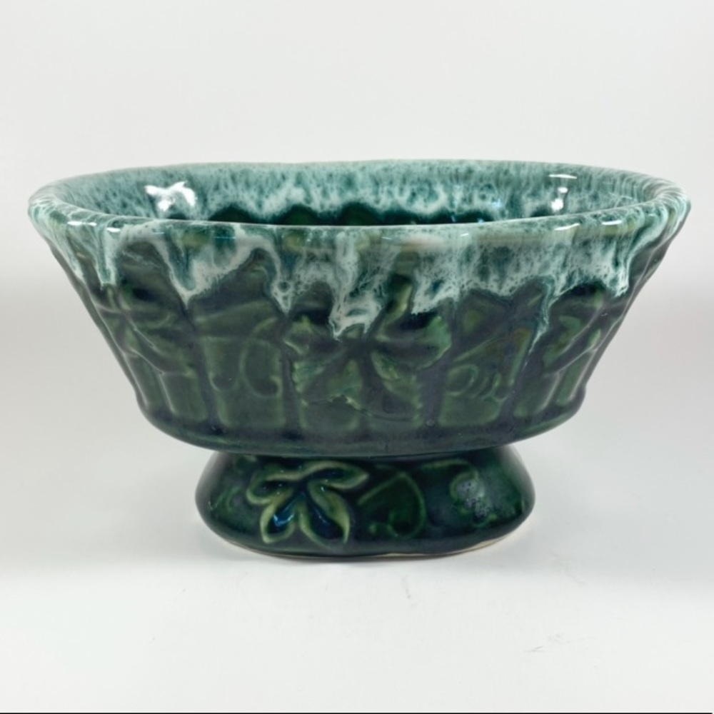 Vintage green ceramic planter pot